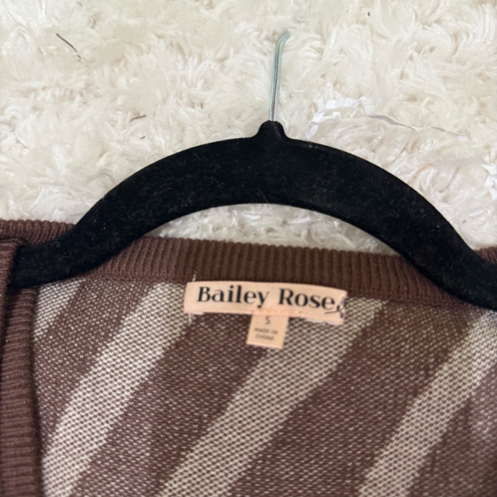 Zebra Stripe Knit Cardigan in Brown and Cream - Picture 3 of 5